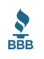 Better Business Bureau logo with blue flame.