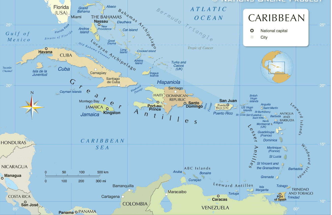 MAP OF THE CARIBBEAN