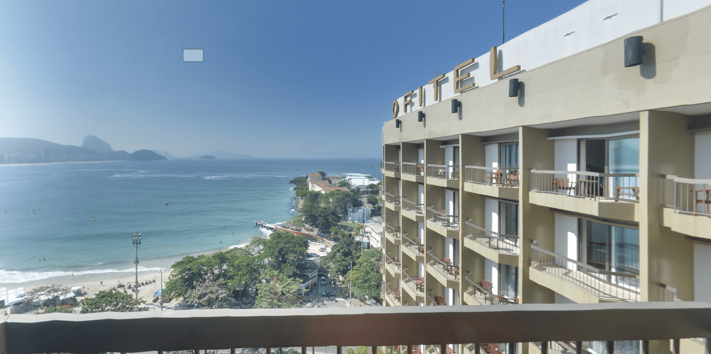 Ocean view from hotel balcony in Brazil.