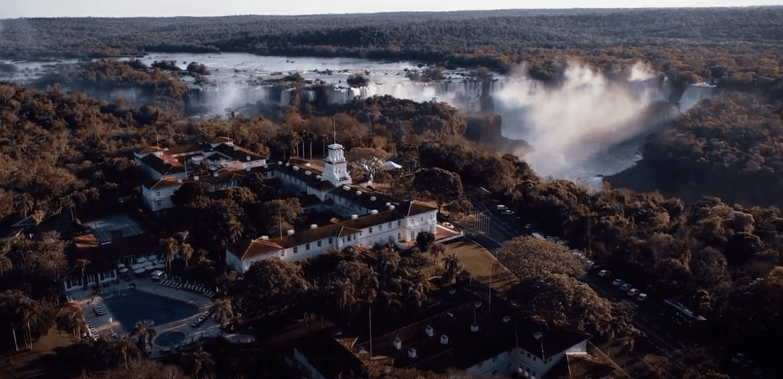 Aerial view of a building near Victoria Falls.