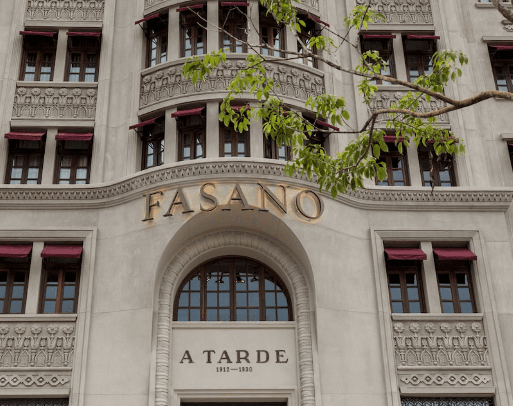 "Fasano Hotel facade with tree"