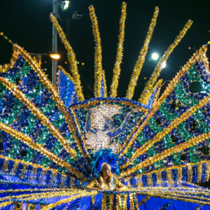 Peacock float at the carnival in rio de janeiro, brazil.