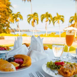 A table with a view of the ocean.