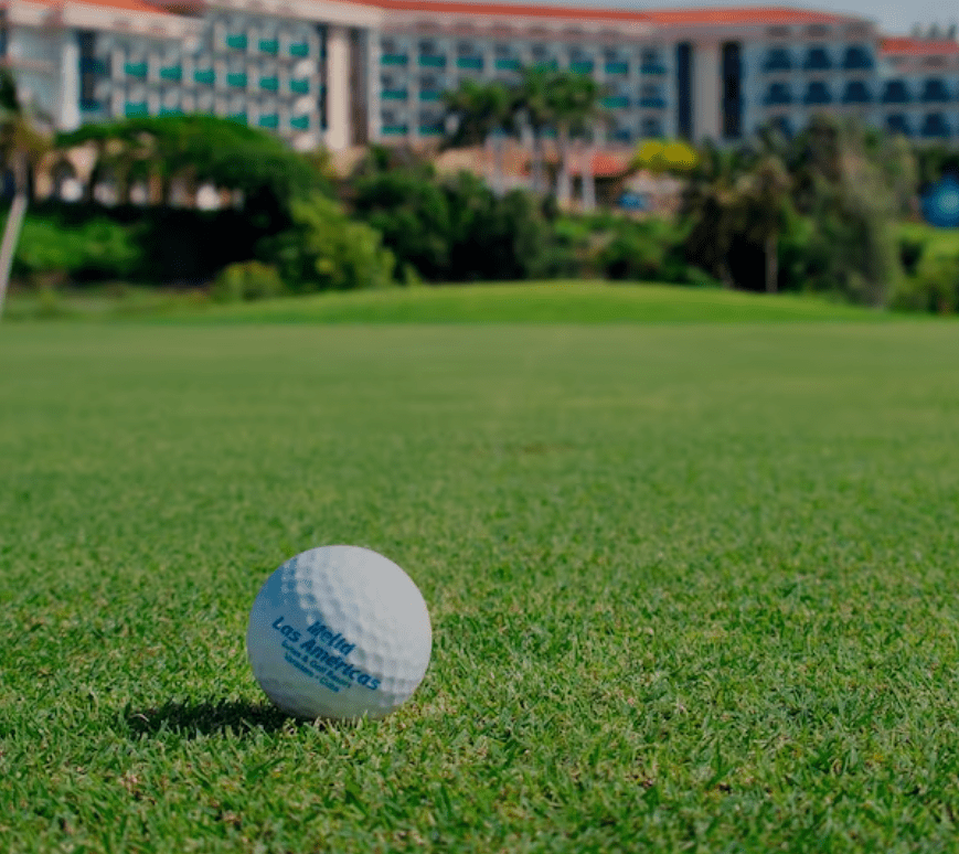 Golf ball on a green grass field.