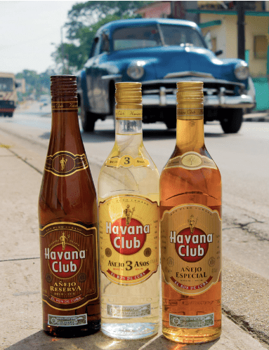 Three bottles of Havana Club rum.