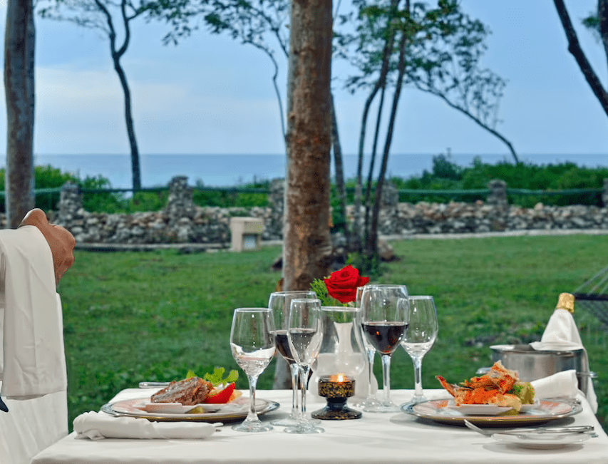 Romantic dinner for two with ocean view.