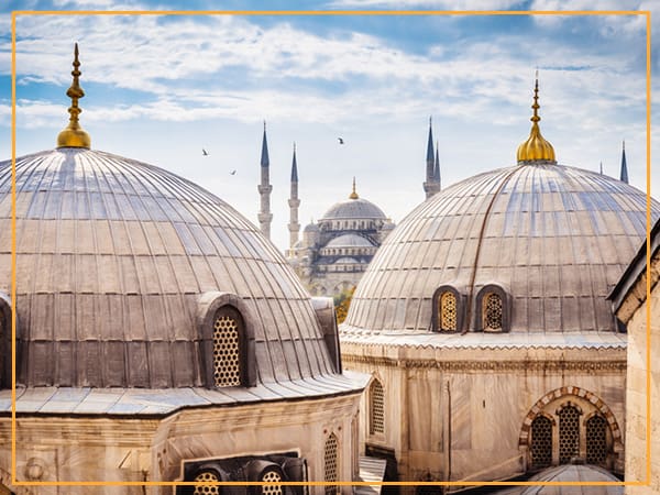 Mosque domes in Istanbul, Turkey.