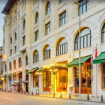 Legacy Ottoman Hotel entrance with awnings.