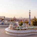 Cityscape view from Park Gell, Barcelona.