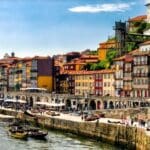 Colorful riverside buildings in Porto, Portugal.