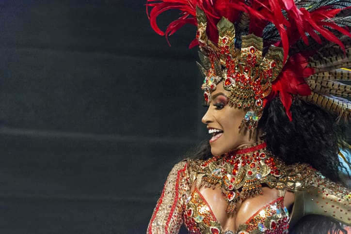 Image of a beautiful Brazilian woman performing at the Carnaval parade